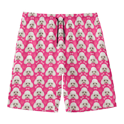 Cute Poodle Pattern Print Men's Swim Trunks