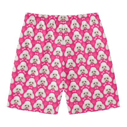 Cute Poodle Pattern Print Men's Swim Trunks