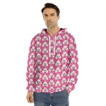 Cute Poodle Pattern Print Men's Velvet Pullover Hoodie