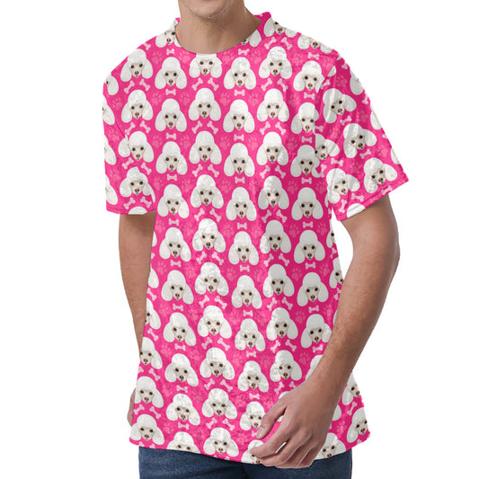 Cute Poodle Pattern Print Men's Velvet T-Shirt
