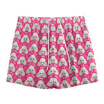 Cute Poodle Pattern Print Mesh Shorts