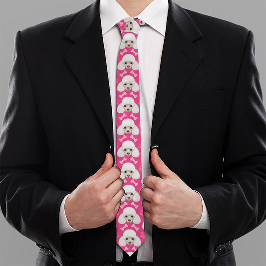 Cute Poodle Pattern Print Necktie