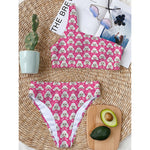 Cute Poodle Pattern Print One Shoulder Bikini Top