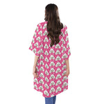 Cute Poodle Pattern Print Open Front Beach Cover Up