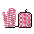 Cute Poodle Pattern Print Oven Mitt And Pot Holder Set