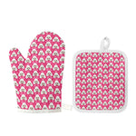 Cute Poodle Pattern Print Oven Mitt And Pot Holder Set