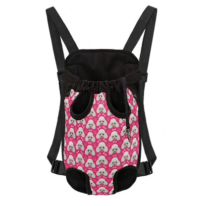 Cute Poodle Pattern Print Pet Carrier Backpack
