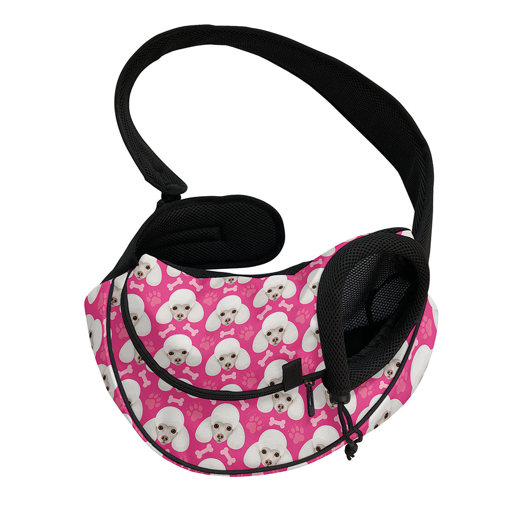 Cute Poodle Pattern Print Pet Sling Carrier