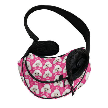 Cute Poodle Pattern Print Pet Sling Carrier