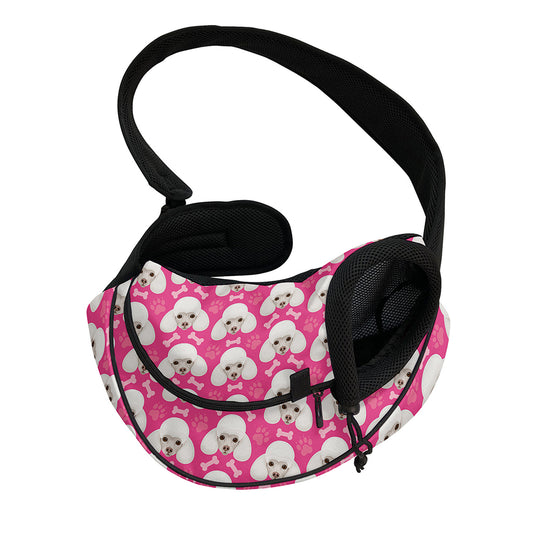 Cute Poodle Pattern Print Pet Sling Carrier