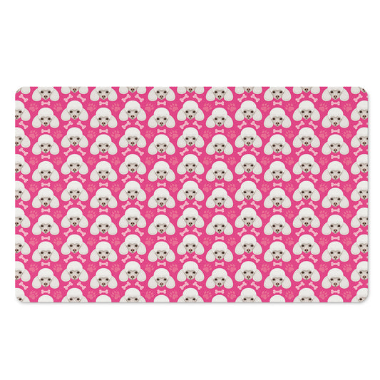 Cute Poodle Pattern Print Polyester Doormat