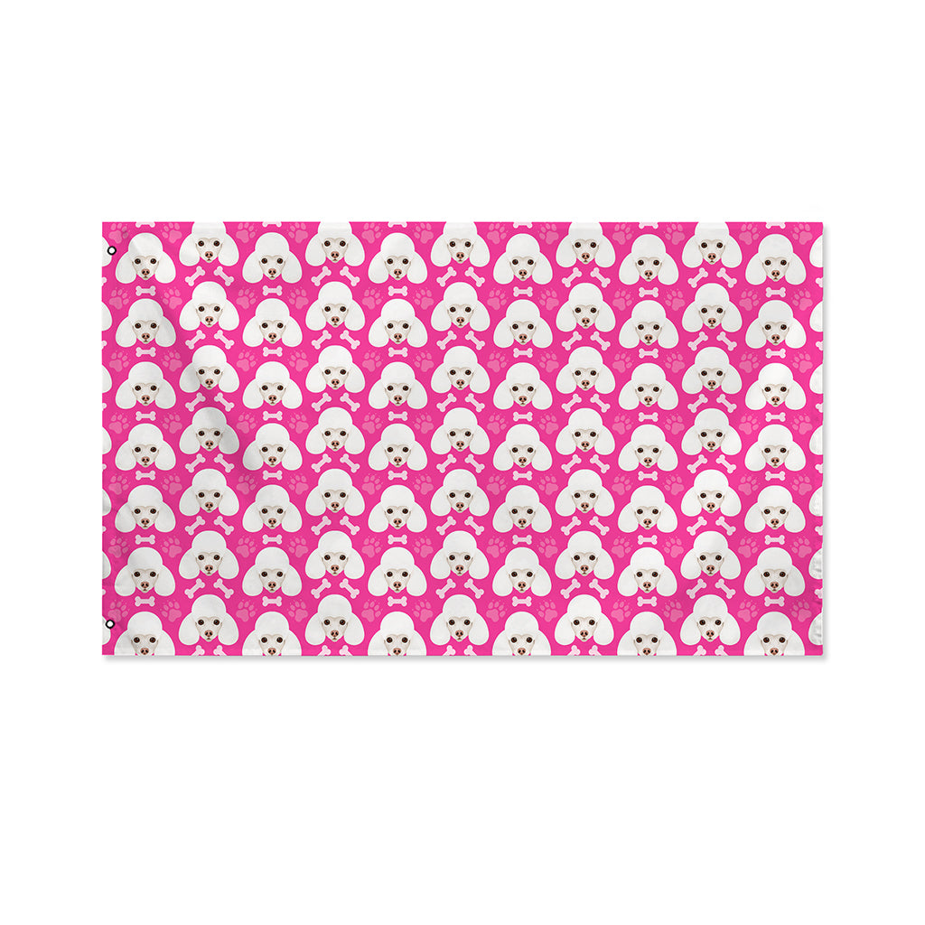 Cute Poodle Pattern Print Polyester Flag