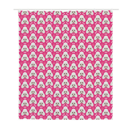 Cute Poodle Pattern Print Polyester Shower Curtain