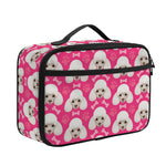 Cute Poodle Pattern Print Portable Lunch Bag