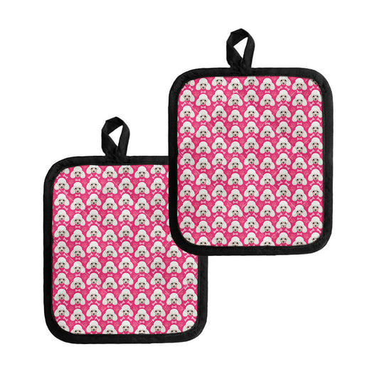 Cute Poodle Pattern Print Pot Holders