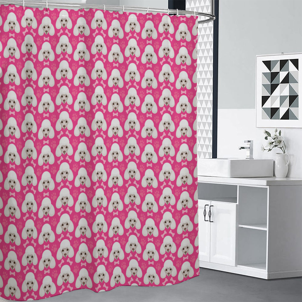 Cute Poodle Pattern Print Premium Shower Curtain