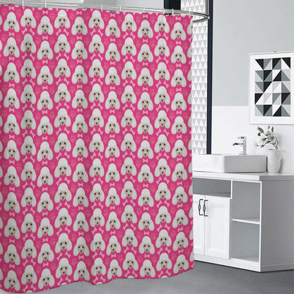Cute Poodle Pattern Print Premium Shower Curtain