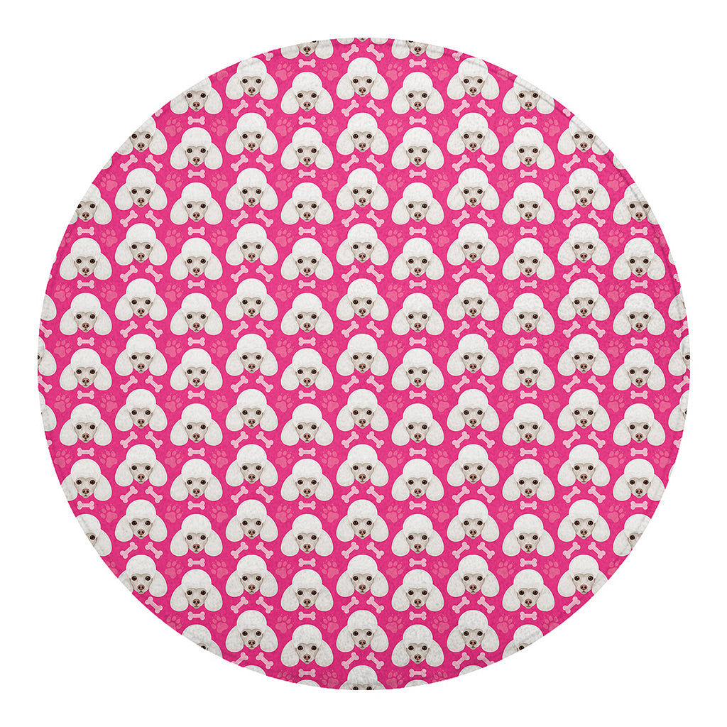 Cute Poodle Pattern Print Round Blanket