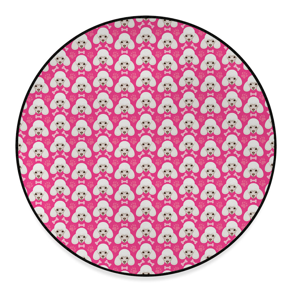 Cute Poodle Pattern Print Round Floor Mat