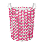 Cute Poodle Pattern Print Round Laundry Basket