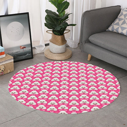 Cute Poodle Pattern Print Round Rug