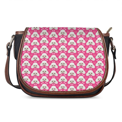 Cute Poodle Pattern Print Saddle Bag