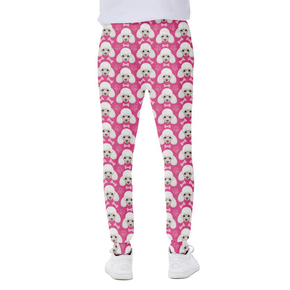 Cute Poodle Pattern Print Scuba Joggers