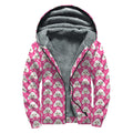 Cute Poodle Pattern Print Sherpa Lined Zip Up Hoodie
