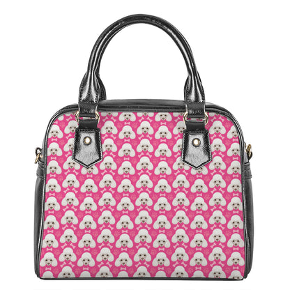 Cute Poodle Pattern Print Shoulder Handbag