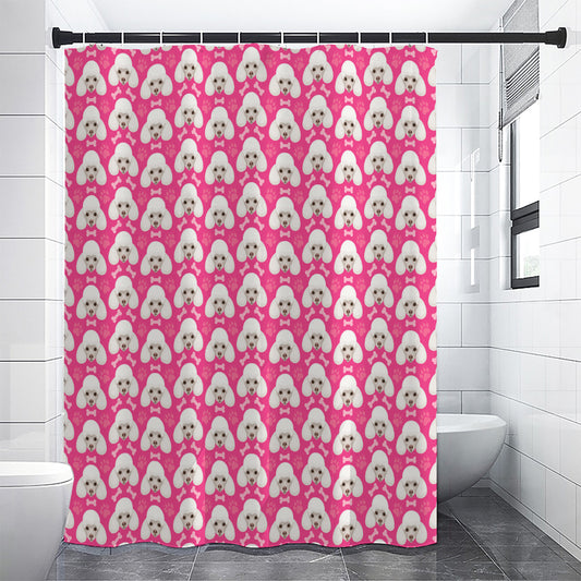 Cute Poodle Pattern Print Shower Curtain