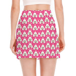 Cute Poodle Pattern Print Side Slit Mini Skirt