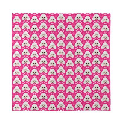 Cute Poodle Pattern Print Silk Bandana