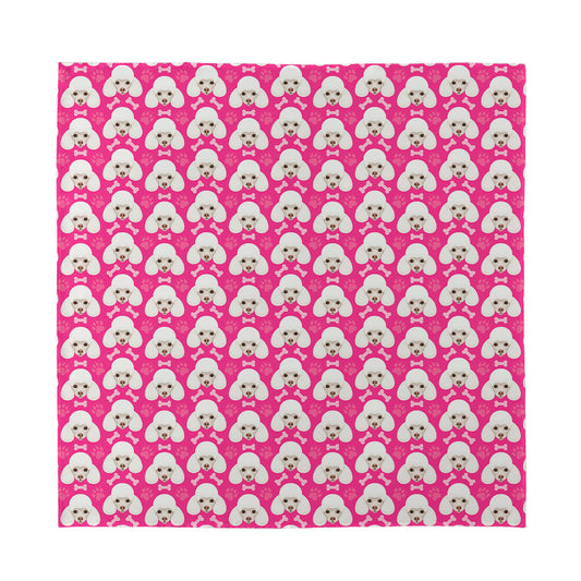 Cute Poodle Pattern Print Silk Bandana