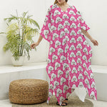 Cute Poodle Pattern Print Silk V-Neck Kaftan Dress