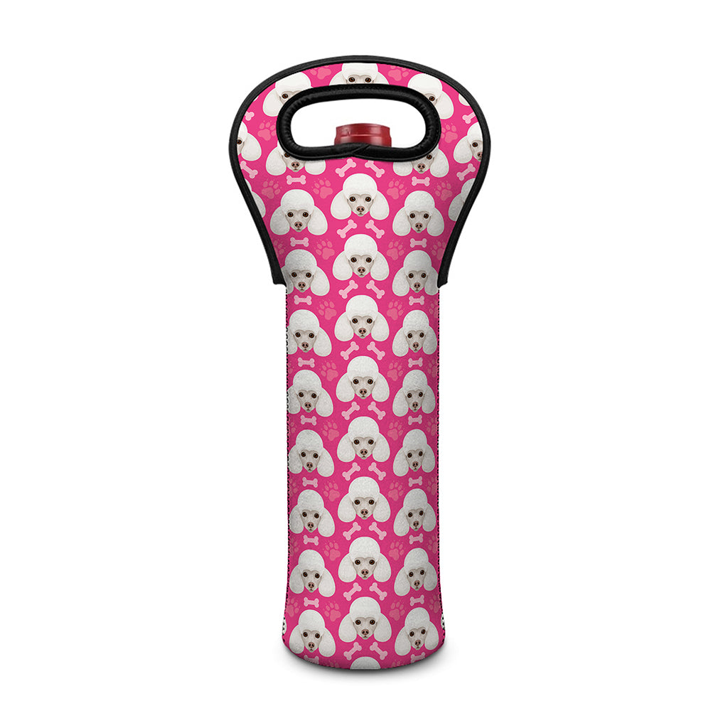 Cute Poodle Pattern Print Single Neoprene Wine Tote