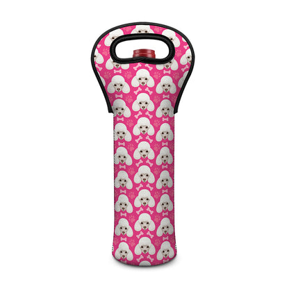 Cute Poodle Pattern Print Single Neoprene Wine Tote