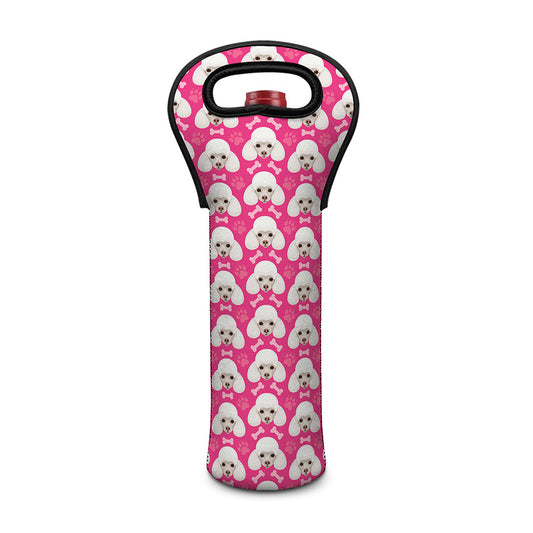 Cute Poodle Pattern Print Single Neoprene Wine Tote