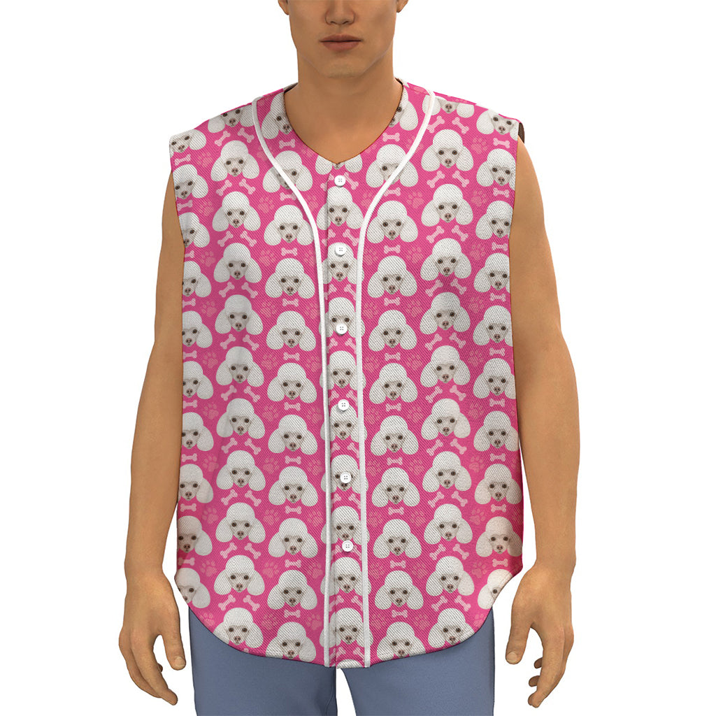 Cute Poodle Pattern Print Sleeveless Baseball Jersey