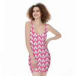 Cute Poodle Pattern Print Sleeveless Bodycon Dress