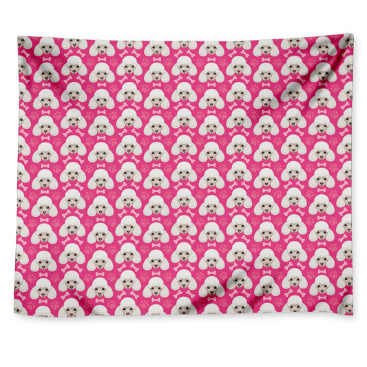 Cute Poodle Pattern Print Tapestry