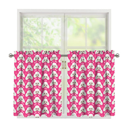 Cute Poodle Pattern Print Tier Curtains