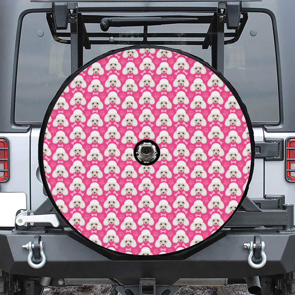 Cute Poodle Pattern Print Tire Cover With Camera Hole