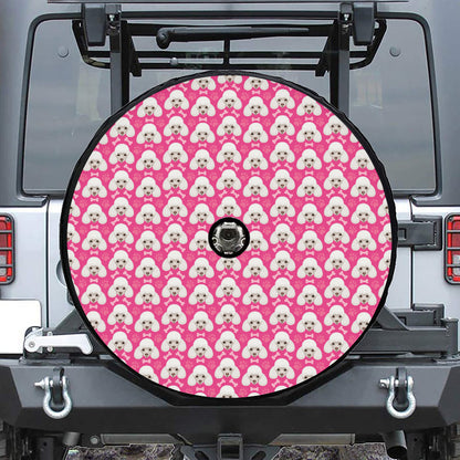 Cute Poodle Pattern Print Tire Cover With Camera Hole