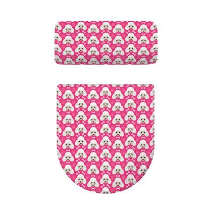 Cute Poodle Pattern Print Toilet Lid And Tank Cover Set