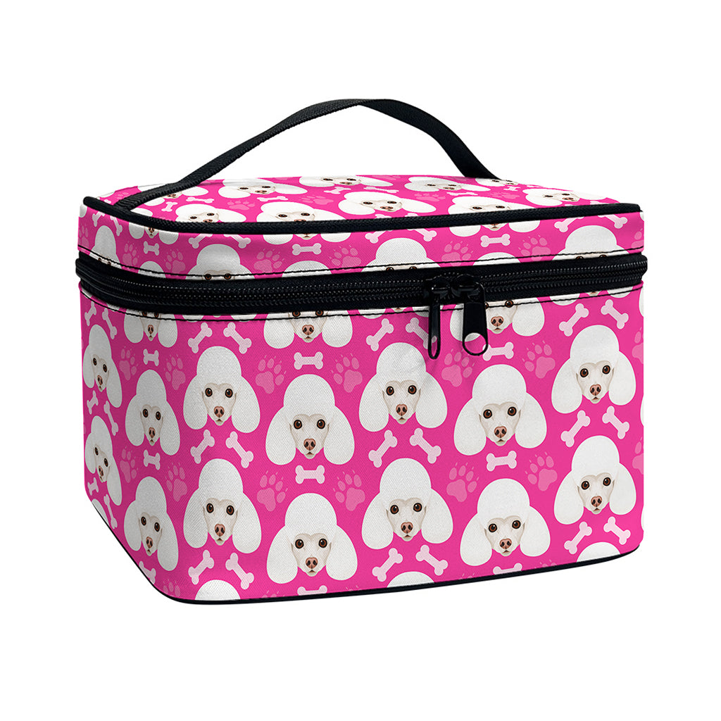 Cute Poodle Pattern Print Travel Makeup Bag