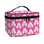 Cute Poodle Pattern Print Travel Makeup Bag
