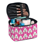 Cute Poodle Pattern Print Travel Makeup Bag