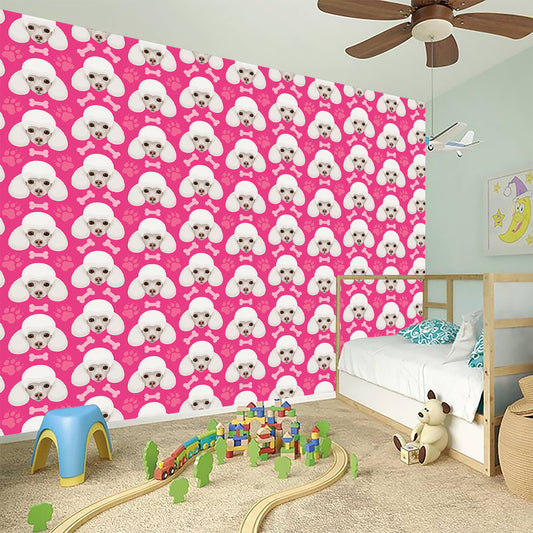 Cute Poodle Pattern Print Wall Sticker