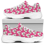 Cute Poodle Pattern Print White Chunky Shoes