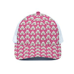 Cute Poodle Pattern Print White Mesh Trucker Cap